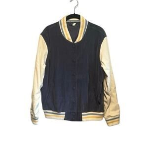 Aerie Corduroy Varsity Bomber Jacket With Blue and Yellow Trim Sz Large